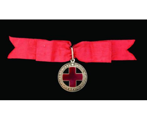 Russia, Red Cross Badge of Honour for Ladies, Second Class, by Julius Keibel, circa 1878, in silver and red enamel, 32mm (PB 