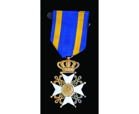 Netherlands, Order of the Netherlands Lion, Knight’s breast badge, by van Wielik, Den Haag, in silver-gilt and enamels, width