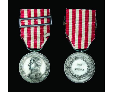 Portugal, Good Service Medal, 1863, silver issue, army type with field marshal’s uniform, with inner border, G. SILVA below b