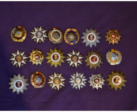 Romania, Miscellaneous Orders (18), Order of Scientific Merit (3), First, Second and Third Class badge, all in in gilt, silve