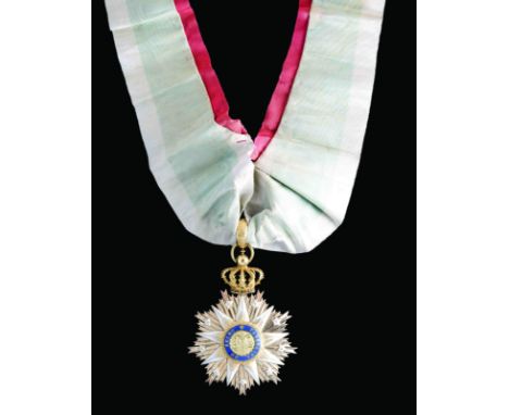 Portugal, Order of Vila Viçosa, Grand Officer’s set of insignia, first half of 19th century, comprising neck badge in silver-