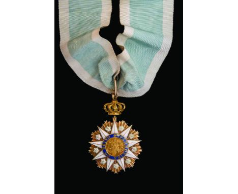 Portugal, Order of Vila Viçosa, Commander’s neck badge, 1st half of 19th century, in gold and enamels, with crown suspension,