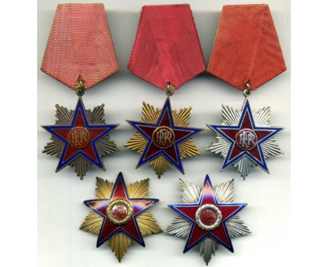 Romania, Order of the Star of the Romanian People’s Republic (1948-66), various insignia (5), First Class breast star, in gil