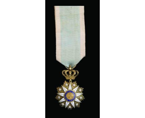 Portugal, Order of Vila Viçosa, Knight’s breast badge, early 20th century, in silver-gilt, gold and enamels, crown suspension