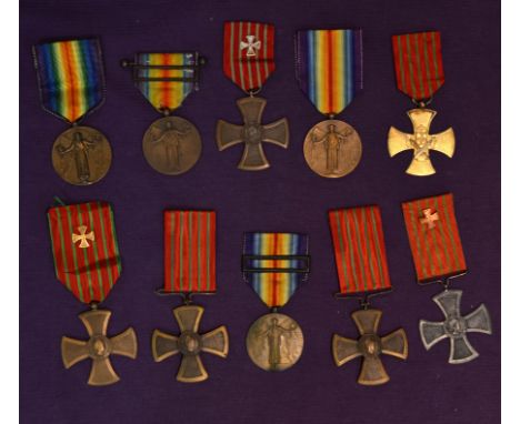 Portugal, War Cross 1916 type 1 (5) various makers, one with Second and two with Third Class insignia on ribbon, 1919 type, F