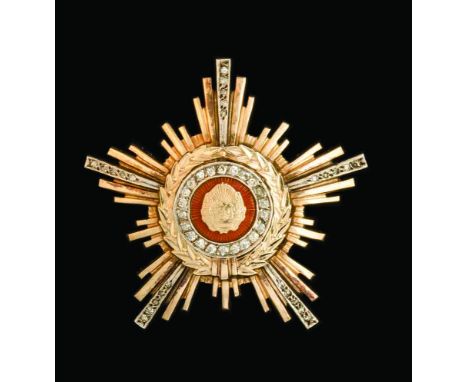 Romania, Order of the Star of the Romanian Socialist Republic (1966-89), First Class breast star, in gilt, with orange enamel