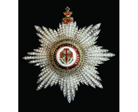 Portugal, Order of St James of the Sword, breast star, late 19th century, in silver, with domed silver-gilt and enamel centre