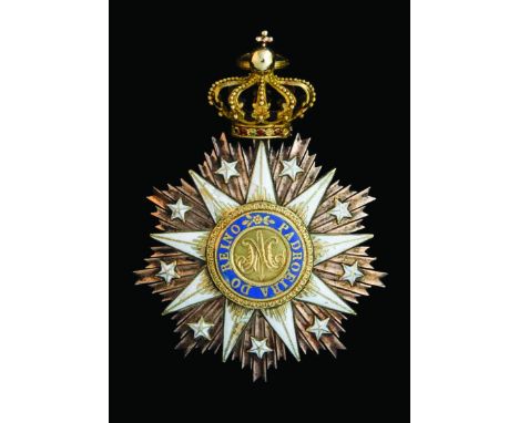 Portugal, Order of Vila Viçosa, Grand Cross insignia, early, comprising sash badge, late 19th-early 20th century, in silver, 