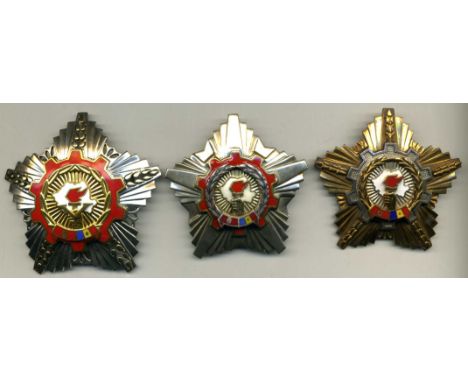 Romania, Order of the Victory of Socialism, type 1, breast star, reverse unmarked, in silver, gilt and enamels, 65mm, in case