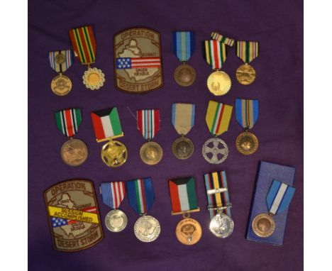 Miscellaneous First Gulf War Medals (11), Bahrein, Kuwait Liberation Medal; Canada, Gulf and Kuwait Medal 1991, with maple le