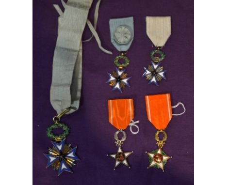Benin, Order of the Black Star of Benin (3), Commander’s neck badge, Officer and Knight’s breast badges, in silver/gilt and e
