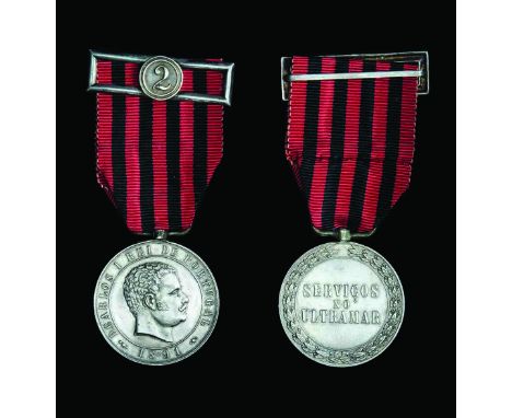 Portugal, Medal for Overseas Service, 1891, silver issue, with numbered clasp ‘2’ on contemporary ribbon, width 30mm, light m