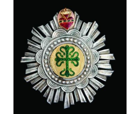 Portugal, Order of Aviz, breast star, c.1810, in silver, gold and enamels, with beaded inner border and gold and enamel centr