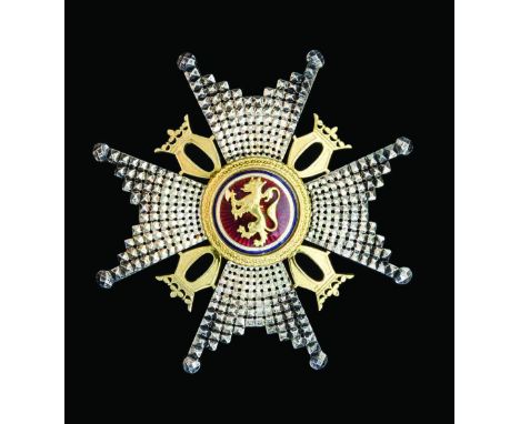 Norway, Order of St Olav, Commander’s breast star, by Tostrup, Oslo, in silver, gilt and red enamel, in case of issue, extrem