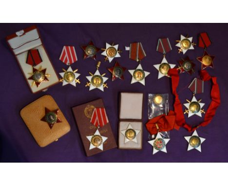 Bulgaria, People’s Republic, Order of 9 September 1944, (16), all in gilt and enamels, type 1 (3) with B and ? either side of