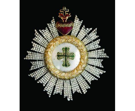 Portugal, Order of Aviz, breast star, early 19th century, in silver, silver-gilt, gold and enamels, foliate inner border, cen