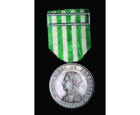 Portugal, Exemplary Conduct Medal, 1863, silver issue, army type with field marshal’s uniform, with inner border, A.F.G. belo