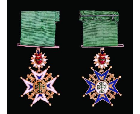 Portugal, Order of Aviz, Officer’s breast badge, early to mid-19th century, probably of French manufacture, in gold with whit