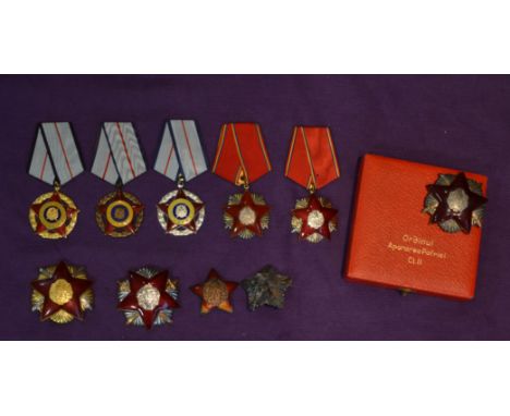 Romania, Patriotic Order (6), First Class, in silvered and gilt bronze; Second Class (2), in silver, gilt and red enamel, thi