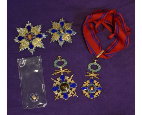 Romania, Republic, Order of the Star, Military Division, Grand Cross set of insignia, with swords above cross for Peacetime M
