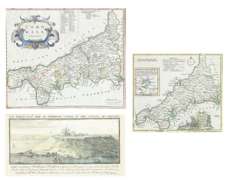 (Cornwall) Two maps and an engraving. Thomas Kitchen. 'Cornwall,' published in England Illustrated, by R &amp; J Dodsley, 176