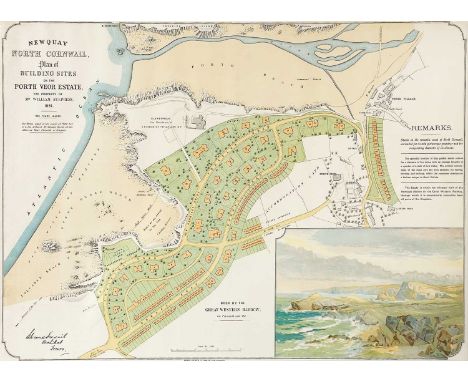 Newquay, North Cornwall Plan Of The Building Sites on the Porth Veor Estate, 1881 The property of Mr William Stephens; Drake,