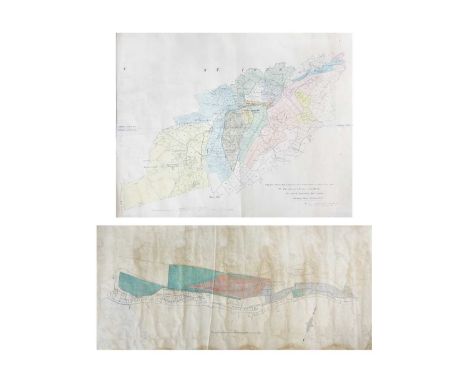 'Trenwith Mine, St Ives,' Surveys and maps by Leonard Hawkey, 1911.  Hand drawn cross sectional survey on thin linen by L. Ha