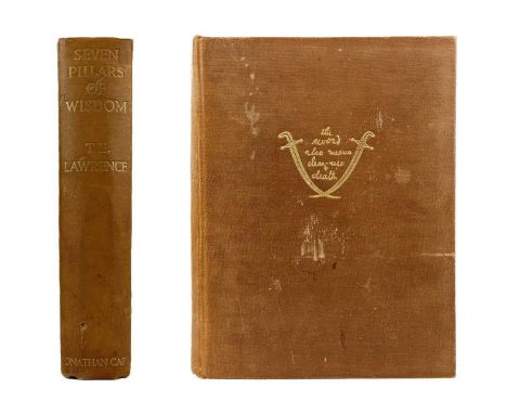 LAWRENCE. T. E. 'Seven Pillars of Wisdom,' First trade edition, original cloth with some markings, frontis and plates, some l