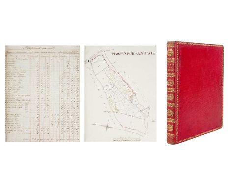 (Important Cornish manuscript) 'Plans of the whole Parish of Sithney, in Cornwall. 1824' MS survey of parishes in Cornwall, s