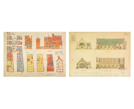 Arthur William Lancelot Brewill (1861-1923) and Basil Edgar Baily (1869-1942) Architectural plans for The Hedgehog Inn, Canal