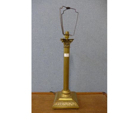 A brass Corinthian column table lamp 
