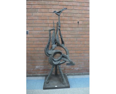 A large floor standing Surrealist bronze sculpture 