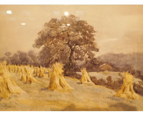 Watercolour of Harvest by K Bicham 36 x 20 cm 