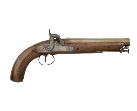 A 13 BORE PERCUSSION OFFICER'S PISTOL BY WILKINSON, LONDON, BIRMINGHAM PROOF MARKS, CIRCA 1840 with browned sighted barrel fi