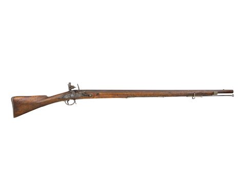 A .750 CALIBRE FLINTLOCK INDIA PATTERN MUSKET, LATE 18TH/EARLY 19TH CENTURY of regulation type, with sighted barrel struck 'M
