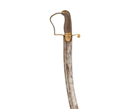 A GEORGIAN OFFICER'S SWORD, LATE 18TH/EARLY 19TH CENTURY with curved single-edged fullered blade of 1796 light cavalry type b