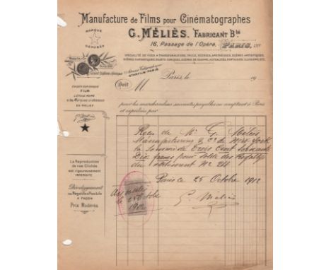 MELIES GEORGES: (1861-1939) French Film Director, a pioneer of cinema and innovator in the use of special effects. Rare D.S.,