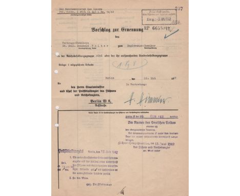 HIMMLER HEINRICH: (1900-1945) Nazi German Politician, Reichsfuhrer of the SS. D.S., H. Himmler, four pages, 4to, Berlin, 18th