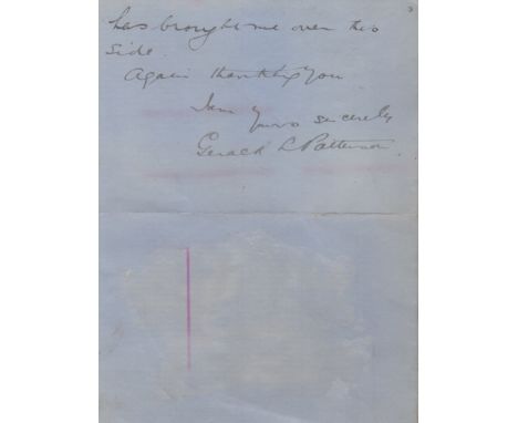 PATTERSON GERALD: (1895-1967) Australian Tennis Player, Wimbledon Champion 1919 & 1922. A.L.S., Gerald L Patterson, two pages