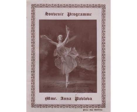 PAVLOVA ANNA: (1881-1931) Russian Ballerina. A vintage small 4to printed souvenir programme for a performance by Pavlova, pre