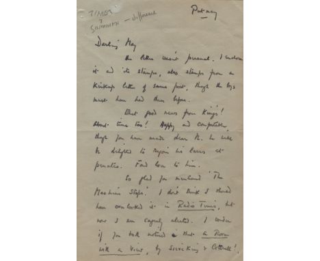  ACKERLEY JOE: (1896-1967)British Writer and Editor of The Listener, the BBC's weekly magazine. Ackerley published many emerg