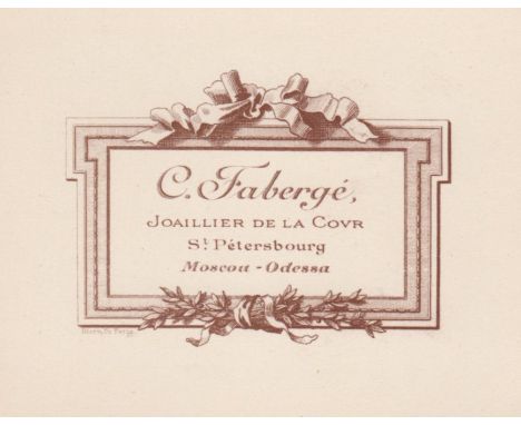 [FABERGE PETER CARL]: (1846-1920) Russian Jeweller, known for his Faberge eggs. Appointed Goldsmith and Jeweller to the Russi