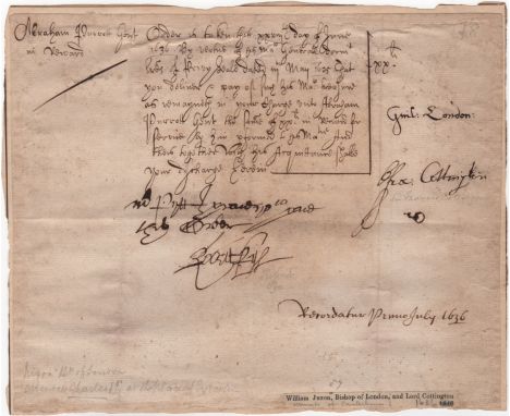 JUXON WILLIAM: (1582-1663) Archbishop of Canterbury 1660-63, previously Bishop of London 1633-49. Juxon attended King Charles