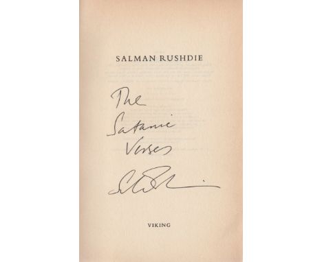  RUSHDIE SALMAN: (1947-     ) British Indian Novelist & Essayist. Book signed, being a softcover uncorrected advance proof co