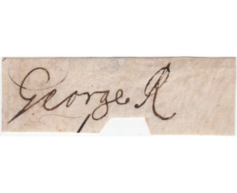 GEORGE I: (1660-1727) King of Great Britain and Ireland 1714-27. Bold, dark ink signature ('George R') as King on a small obl