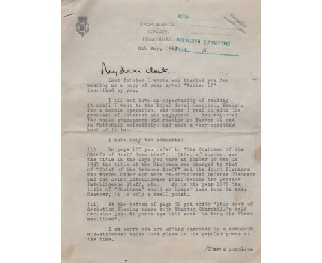 MOUNTBATTEN LOUIS: (1900-1979) British Admiral of World War II. T.L.S., Mountbatten of Burma, with holograph salutation and s