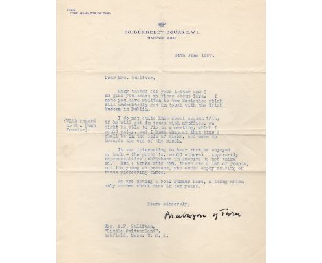 MOORE-BRABAZON JOHN: (1884-1964) Baron Brabazon of Tara, English Aviation Pioneer, the first Englishman to pilot a heavier-th