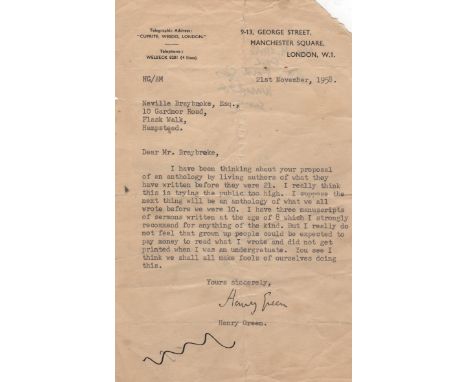  POWELL ANTHONY: (1905-2000) English Novelist. T.L.S., Anthony Powell, one page, 4to, The Chantry, near Frome, Somerset, 4th 