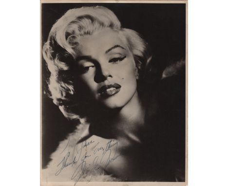 MONROE MARILYN: (1926-1962) American Actress and Sex Symbol. A good vintage signed and inscribed 8 x 10 photograph of Monroe,