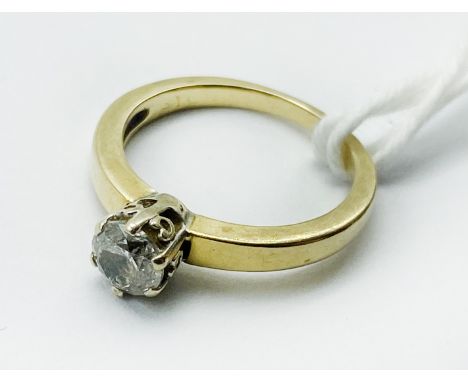18CT GOLD DIAMOND RING - APPROX 0.45CT CENTRE STONE - SIZE H